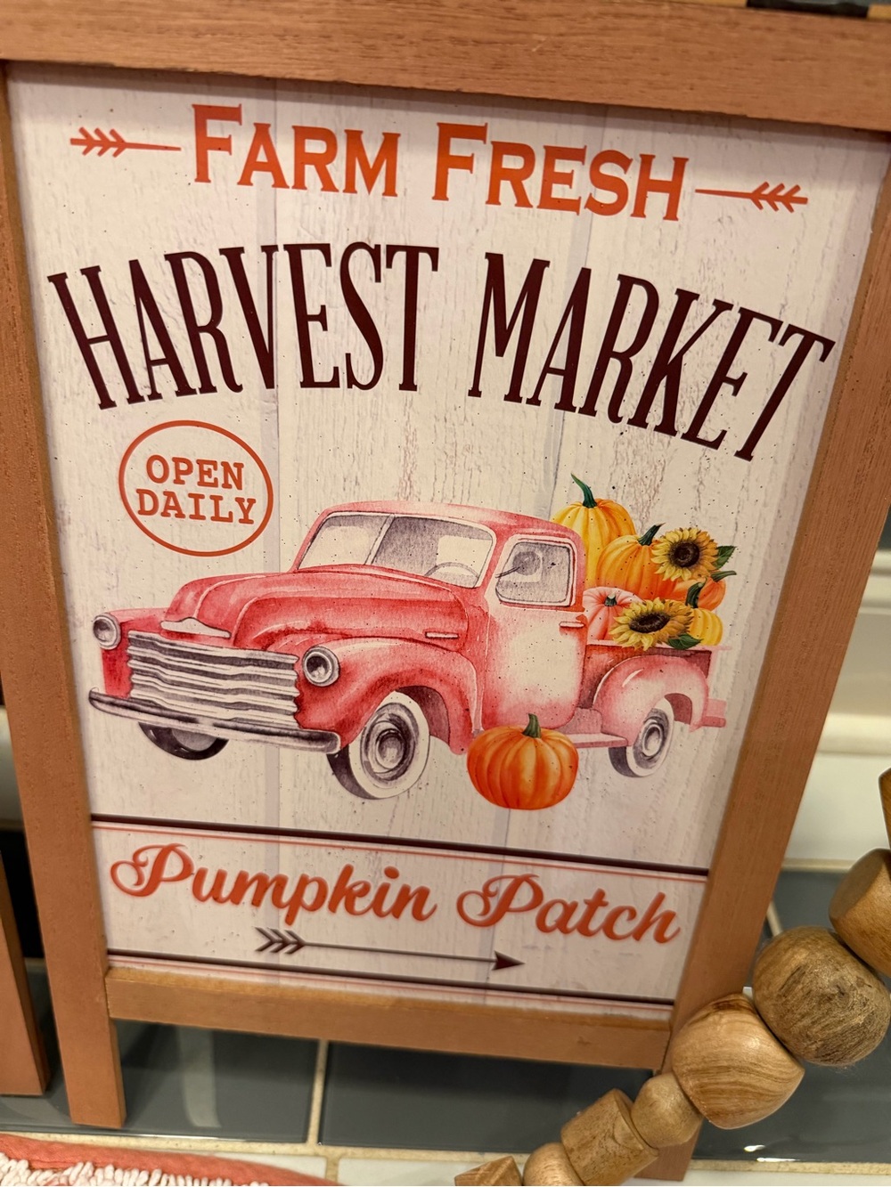 Harvest Market Pumpkin Patch Pink Truck Wooden Sign Set chalkboard